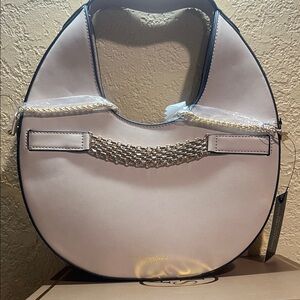 Christian Siriano Cream Crescent Shoulder Bag with Gold Chain